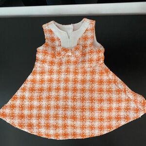 Janie and Jack orange and white houndstooth dress 6-12m